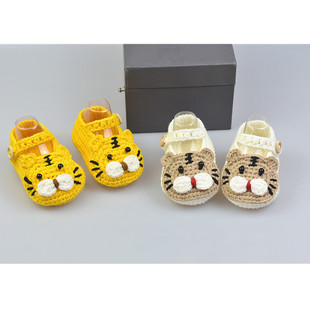 春秋季新生婴幼儿卡通老虎，鞋.0-12个月宝宝毛线，鞋子软底学步前鞋