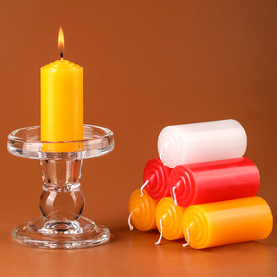 粗短小型号圆柱款红蜡烛无烟无味家用照明普通黄白色氛围装扮布置