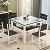 钢化玻璃餐桌椅简约小户型四方桌，正方形经济型双层餐桌家用吃饭桌
