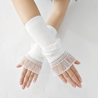 冬季保暖针织袖套，女性蕾丝手臂套