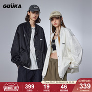 GUUKA黑色短款飞行员夹克男2024春季潮 情侣装棒球服外套宽松