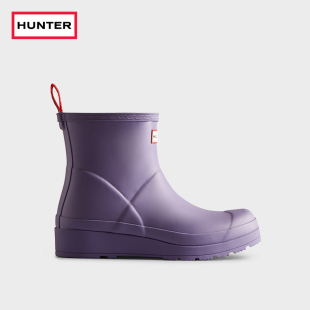 Hunter女鞋酷玩雨鞋女外穿哑光防水防滑雨靴中跟厚底矮筒短靴