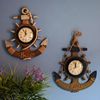 地中海风格装饰船舵静音钟表摆件家用挂钟客厅个性创意儿童房座钟