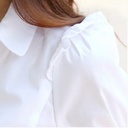 修身韩版雪纺衫V领大码衬衫女女衬衣短袖女夏季白色职业