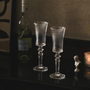 法式中古经典条纹玻璃 香槟杯 甜酒杯子红酒杯圆形欧式复古风高脚