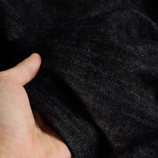 日本冈山进口黑色加厚无弹牛仔布料裤子外套夹克背心面料纯棉品质