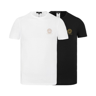 Versace范思哲男装夏季纯色体恤2024男士纯棉圆领休闲短袖T恤