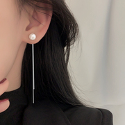 韩日925纯银珍珠流苏耳线长款耳环2023年潮气质显瘦耳坠耳饰