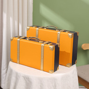 收纳箱欧式皮革行李箱，旅行箱老式复古摄影木箱装饰展示道具手提箱