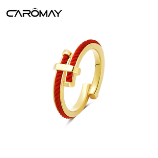 caromay新年红绳戒指适合过年小众，设计开口戒女本命年食指环戒子