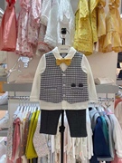 韩国中小童装 秋男童宝宝假马甲领结衬衣绅士韩版帅气套装