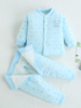 新生婴儿秋冬加厚保暖棉衣套装0-12个月，男女宝宝对扣开裆分体夹棉