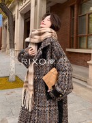 RIXO EXIT法式格子毛呢外套中长款高级感气质冬加厚过膝羊绒大衣