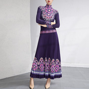 跨境女装欧式复古高端淡紫温柔小香风名媛时尚套装半身裙两件套