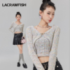 lacrawfish韩系温柔绑带针织毛绒，吊带背心开衫外套上衣套装女