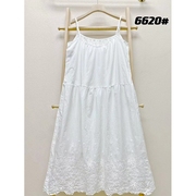 2022夏季日系森女吊带裙外穿内搭韩版女装，刺绣白色棉麻连衣裙