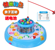 1-2-3-4岁宝宝益智玩具，电动音乐旋转灯光钓鱼玩具，磁铁小鱼亲子