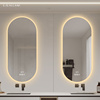 卫生间浴室镜椭圆形镜子壁挂发光带灯镜贴墙玻璃led智能防雾镜*