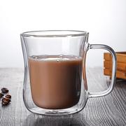 家用早餐牛奶咖啡杯创意窈窕把杯高硼硅双层玻璃透明果汁水杯