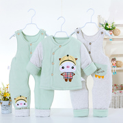 婴儿棉衣三件套加厚保暖秋冬装3新生儿衣服纯棉，宝宝棉衣套装6个月