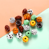 个性饰品手链项链配件散装圆形，木头珠子带孔排球足球橄榄球彩色