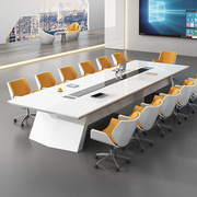 白色烤漆会议桌长桌简约现代家具桌大型洽谈桌会议室办公桌椅组合