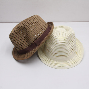 男士夏季英伦爵士帽镂空透气凉帽遮阳防晒巴拿马小礼帽潮绅士帽子