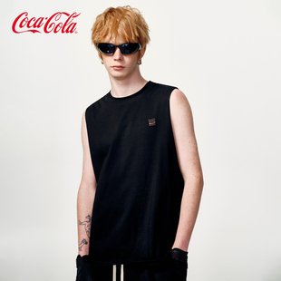 Coca-Cola/可口可乐 基础字母印花无袖T恤宽松休闲背心 男女同款