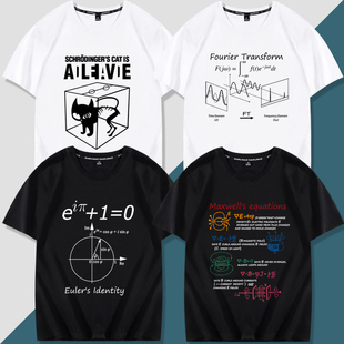 物理化学数学麦克斯韦欧拉傅里叶薛定谔的猫，公式短袖t恤衣服体恤