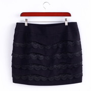 夏季 法国品牌 蕾D 蛋糕裙黑色包身半裙 蕾丝西装短裙 L4AB33105