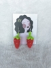 成品纯手工钩织毛线，小草莓耳环925银耳，钩可爱耳环