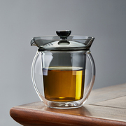 双层玻璃盖碗泡茶杯大号，耐热三才单个带盖手抓壶防烫茶碗功夫茶具