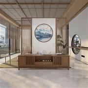 新中式实木屏风隔断客厅家用遮挡玄关柜，电视柜背景墙镂空装饰