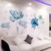 蓝花背景墙面贴纸，温馨客厅装饰品贴画床头，自粘墙纸房间布置墙贴花