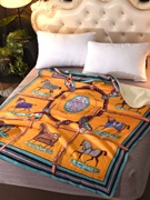 欧式轻奢橙色骏马，床上沙发盖毯毛毯冬季加厚保暖超柔羊羔绒毯子