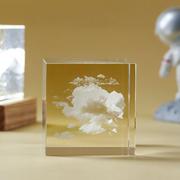 创意桌面日系天空月地球水晶，云朵立方鲸云摆件礼物送女友生日