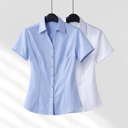 职业装白衬衫女高级感短袖夏季面试正装套装前台，工作服工装寸衬衣