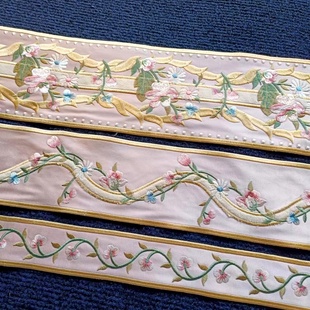 4厘米8厘米12厘米宽仿真丝刺绣窗帘花边古装汉服织带靠垫包边拼接