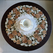 大圆桌布布艺欧式美式中式家用刺绣花松果茶几盖巾台布镂空餐桌垫