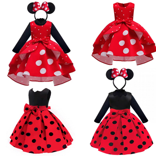 米妮cosplay儿童服装迪士尼公主裙子长袖，衣服女童米奇套装，夏洋气(夏洋气)