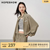 红袖字母印花抽绳短款外套hopeshow2024春季轻薄舒适上衣女