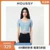 moussy夏季少女感镂空设计小花边t恤小上衣女028gsz70-0080