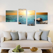 客厅装饰画沙发背景墙壁画现代简约组合大海日出风景画办公室挂画