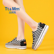 Tt&Mm/汤姆斯女鞋2024春季薄款帆布鞋厚底松糕休闲鞋