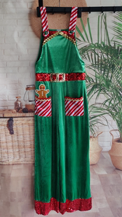 出口美国秋冬节日服装天鹅绒，连体衣女生吊带亮片，圣诞元素阔腿裤
