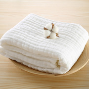 婴儿浴巾纯白色纯棉纱布，超柔吸水新生儿，盖毯宝宝洗澡包被儿童毛巾