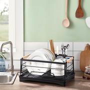 厨房用具不锈钢榉木碗碟架，水槽沥水架钢木拆卸收纳碗碟架
