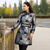 蒙古族服装女士连衣裙改良中长款蒙古袍时尚海浪花纹织锦缎民族服