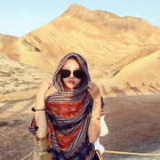 沙漠民族风围巾沙滩防晒披肩，夏季长款丝巾女外搭海边纱巾百搭