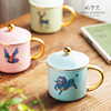 红官窑茶杯陶瓷杯马克杯，带盖咖啡杯醴陵瓷器，釉下彩水杯个人专用